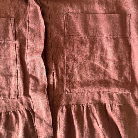 NWT Everlane The Craft Dress in Linen Women’s Large Red Brown Midi Relaxed Fit - Picture 5 of 8